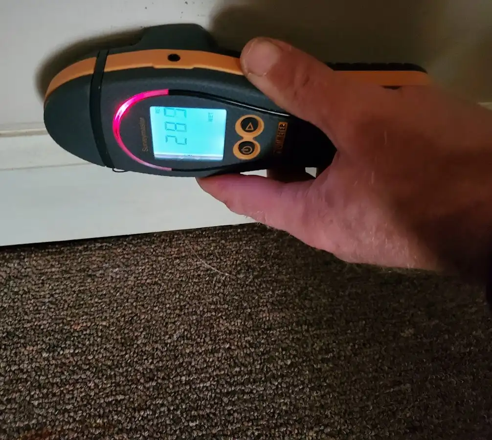 Moisture detection at baseboard during Burst Pipe Cleanup in Putnam